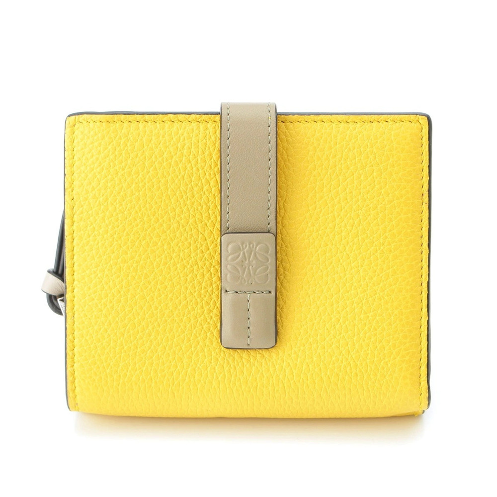 Loewe Leather Anagram Compact Wallet Bi fold Yellow